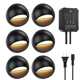 SQEDT Low Voltage Deck Lights with Transformer Photocell Sensor Dimmable and Timer IP67 Waterproof Fence Lights UL Listed Wire for Outdoor Garden Patio Landscape Lighting Warm White 6Packs