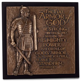 The Full Armor Of God Brown 9 x 9 MDF Wood Decorative Sign