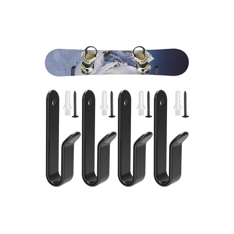 4-Pack Snowboard Wall Mount Clips for Stylish Display