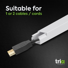 TRIADIRECT Cord Hiders for TV on Wall 315'' - Cord Cover Raceway Paintable Kit 1 or 2 Cable, White Cable Cover Channel - Cable and Cord Management Home and Office, Concealer, Self Adhesive Channel