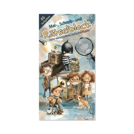 Lutz Mauder Puzzle Block Children's Detectives, 46 Tasks Painting, Writing, Puzzles for Back to School, Holidays, Travel, Gift Idea, Party Bag, School Cone