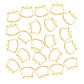 TBFYS 100PCS Cat Head Pendant Open Bezels for Resin Crafts,Alloy Hollow Frame Animal Charms Open Back Bezel Molds for UV Resin,Necklaces Earrings Jewelry Making (Gold)
