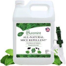 Puremint Mice Repellent, Natural 5% Peppermint Oil Spray for Mice, Mouse, Rats & Rodents, Pest Control Spray for Home, Garden, Indoor & Outdoor Use, 128 fl oz