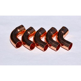 Copper Line Set Pipe Fitting 7/8" OD FTG x C | Long Radius Elbow LR 90 HVAC, Lead-Free and Durable - ACR Street Elbows 5 Pack