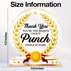 Funny Gifts for Coworkers, Employee Appreciation Gifts, Thank You Gifts for Friends Work Bestie Teachers Coworker Leaving Gifts for Women Men Acrylic Sign Office Desk Decor, 4.2 x 3.8 Inches, White