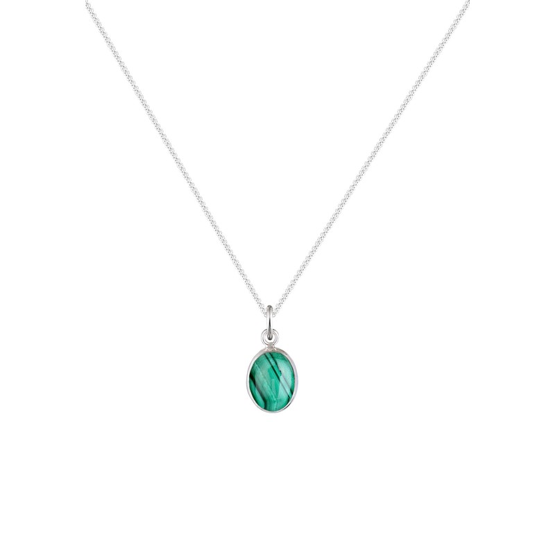 Elli Basic Malachite Gemstone Necklace, Gold-Plated 925 Silver, 925 Sterling