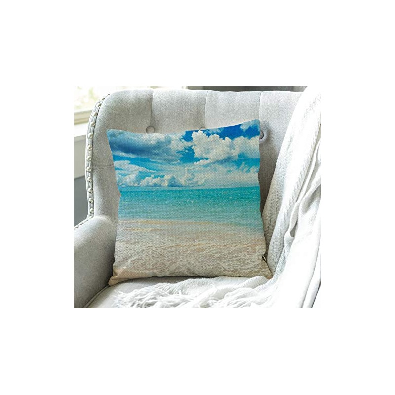 Swono Beaches Sunny Day Cotton Linen Throw Pillow Case Home