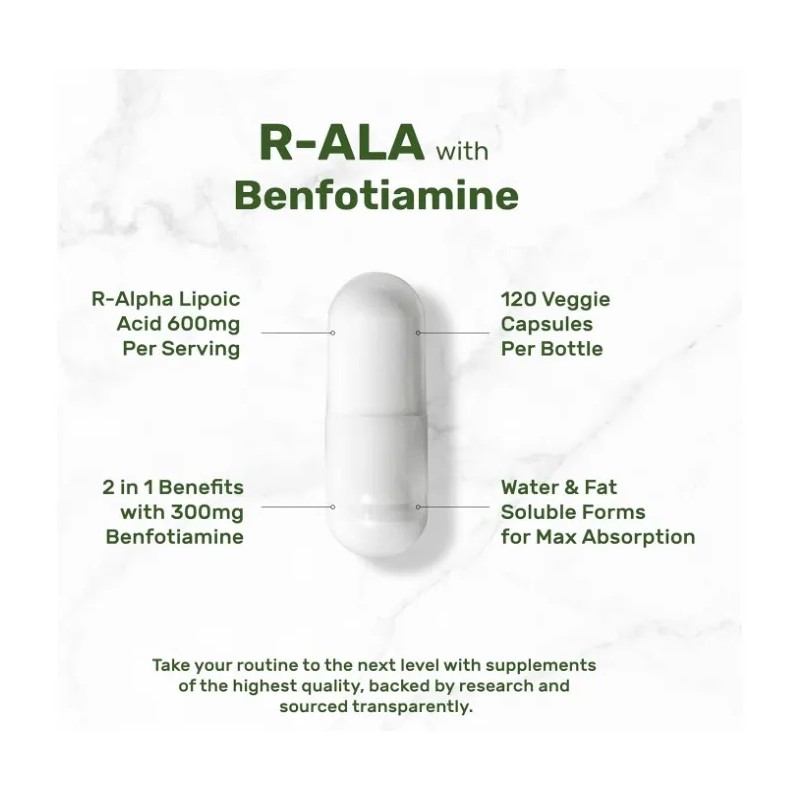 R-ala Benfotiamina Salud Neuronal Longevidad 120caps Sin Sabor