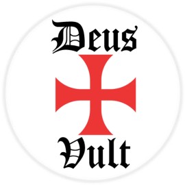 Kiwi Gifts Deus Vult - 25 Pack Circle Stickers 3 Inch - Latin Catholic Christian Red Cross