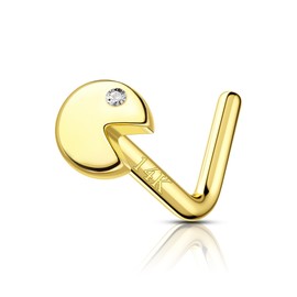 COCHARM 14K Gold Nose Stud 20g Yellow Gold Nose Ring Stud 14kt Real Gold Nostril Stud 8mm 14Kt Gold Nose Piercing Dainty Nose Jewelry for Women Men