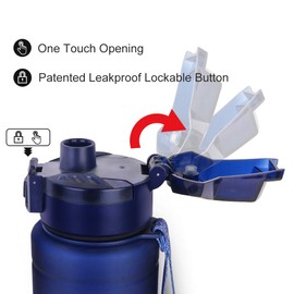 Zounich Sport Water Bottle BPA-Free Leak-Proof Water Bottle 380 ml/500 ml/700 ml/1 Litre Plastic Suitable for Jogging, Biking, Children’s School, Open with One Hand Water Bottle Filter, blue