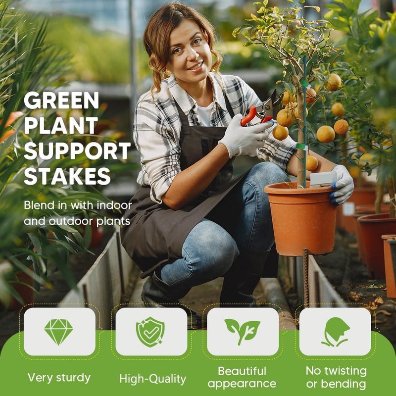 Plant Support Stakes for Climbing Plants, Stackable, Indoor Outdoor Use,