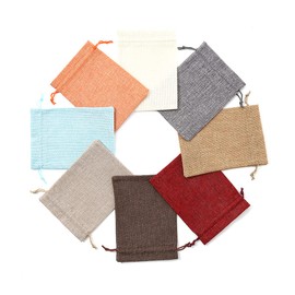 YoungJewl 48pcs 8Colors Mixed Small Burlap Gift Bags with Drawstring Jewelry Pouches for Wedding Favors Birthday Party Christmas DIY Craft Home Supplies(3.93x5.51inch)