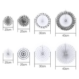 YFFSFDC 8 Pcs Silver Paper Fans for Birthday Decorations Party Children's Day Hinamatsuri New Year Wedding Celebration Decoration Set for Girls Boys