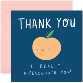 Old English Co. Really Appreciate You Card for Him or Her - Funny Peach Pun Thank You Card for Men and Women - Friendship Thank You Card for Friends and Family | Blank Inside with Envelope