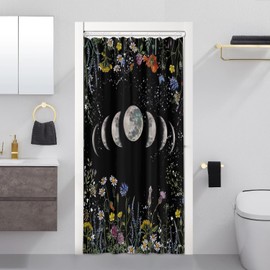 EOVDSFW Moon Witchy Shower Curtain for Bathroom Set Stall Harf Mini Size Stand up Standing Celestial Black Goth Gothic Bath 36 x 72 Inch Decorative Polyester Fabric Cloth Waterproof Decor
