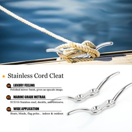 9Tong Marine Hardware Rope Cleat Steel Heavy Duty Rope Cleat Marine Stainless Deck Boat Cleat Mooring 2-1/2inch 4pcs