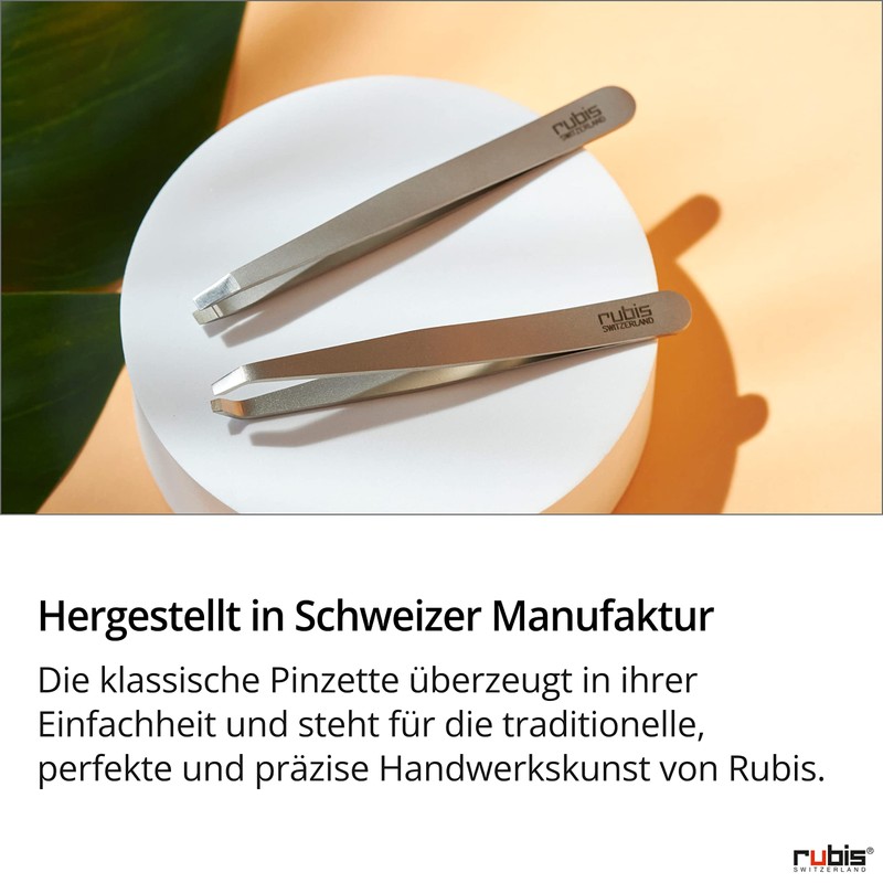 Rubis Safety Tweezers Round - Skin-friendly Eyebrow Tweezers - Rounded