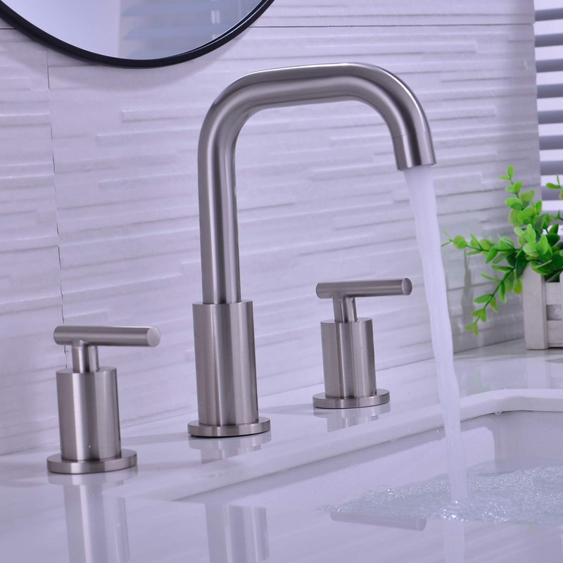 TRUSTMI Brushed Nickel Bathroom Faucet 3 Hole, Brass, 8 to16