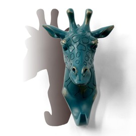 HERNGEE Giraffe Head Single Wall Hook/Hanger Animal Shaped Coat Hat Hook Heavy Duty, Rustic Decorative Gift, Rustic Bronze Color