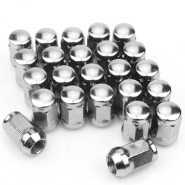 24pcs 14mmx1.5 Wheel Lug Nuts, Polished Stainless M14x1.5 Lug Fits for Chevy GM GMC Ford Truck Chrome Acorn