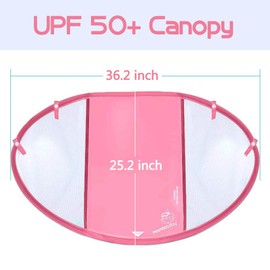 HECCEI Baby Swim Float Removable Canopy, Removable Assemble UV-Proof Canopy, Sun Canopy Covered with UPF 50+ Sunscreen Coating, Compatible for Mambobaby Floats 1,2,3,4,5 Generation (Pink)