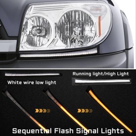 Switchback White/Amber LED Front Side Marker Headlight DRL Amber Sequential Turn Signal light Feature Compatible with Toyota 4Runner 2003-2005 Replacement Front Bumper Trim