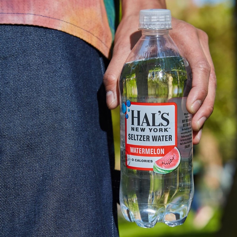 Hal's New York Seltzer Water, Watermelon Sparkling Water, 20 Fl