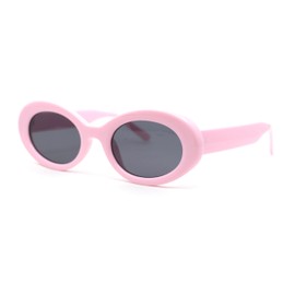 SA106 Classic Iconic Oval Plastic Mod Fashion Minimal Sunglasses Light Pink - Black