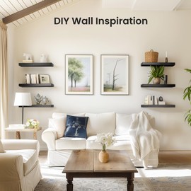 AMADA HOMEFURNISHING Floating Shelves for Wall, Wall Shelves for Living Room, Bedroom, Bathroom, Kitchen & Home Office Organization, Bathroom Shelves with Hidden Brackets, 22 lbs Max Load, AMFS44B