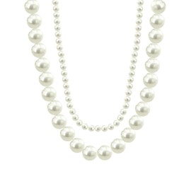 QLEUIFT 1 x Pearl Necklace Women's 6/10 mm, Pearl Necklace Choker Fashion Jewellery Women's Pearl Necklace for Love, Pearl Necklace Women Pearl Necklace Men for Friends, Pearl Necklace with Gift Box