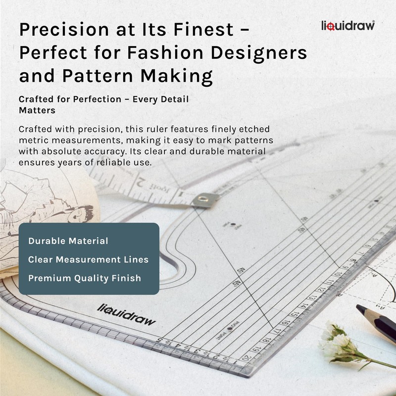 Liquidraw Pattern Maker Perspex Pattern Marking Ruler - 43 x
