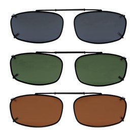 Eyekepper Grey/Brown/G15 Lens 3-pack Clip-on Polarized Sunglasses 52x32MM