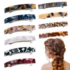 10 Pcs Hair Barrettes for Women, Tortoise Shell Hair Barrettes, Acetate French Design Acrylic Hair Clips Christmas Gifts for Girls Mom (Multicolor)