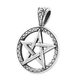 Pendant Pentagram Star Stainless Steel Necklace Leather Chain Ball Chain Gothic Women Men, Stainless Steel