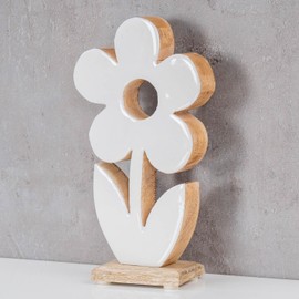 levandeo Wooden Flower Height 23 cm Mango White Natural Brown Table Decoration Stand Rustic Spring Summer