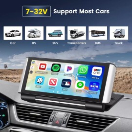 YuanTing Portable car Stereo Radio Carplay Android Auto GPS Media 6.86" Foldable Screen