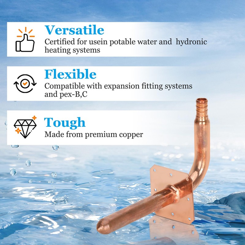 Pack of 10 Copper Stub Out Elbows with Wall Flange