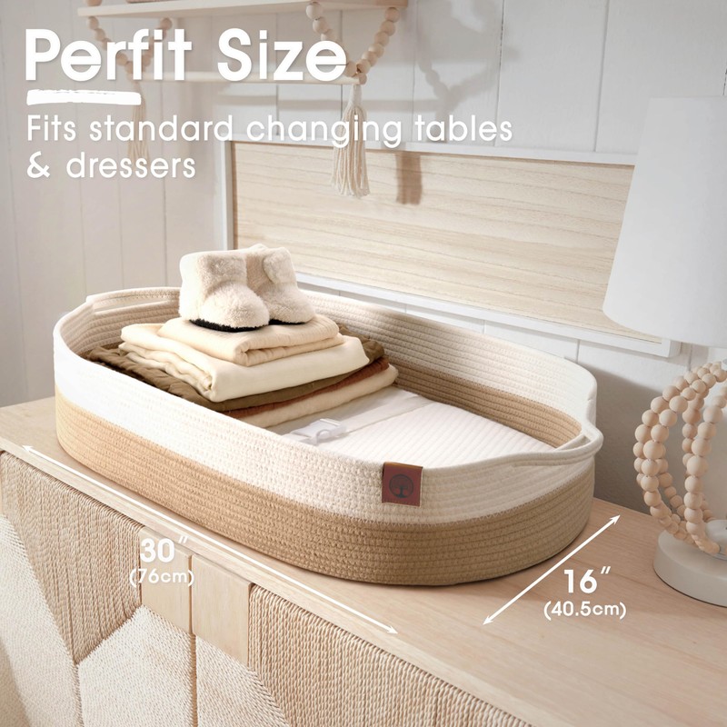 J&JOO Baby Changing Basket includes Diaper Caddy - Breathable &