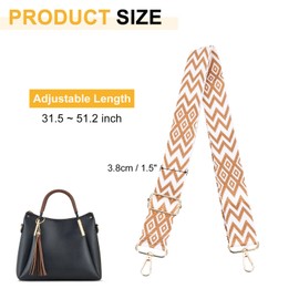 PATIKIL 55in Purse Straps Replacement Crossbody, Bag Straps Crossbody Universal Adjustable Canvas Bohemian for Purses Handbags Guitar, White Brown