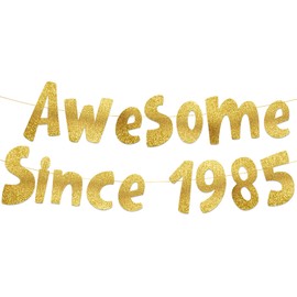 Awesome Since 1985 Gold Glitter Banner - 40th Birthday and Anniversary Party Decorations