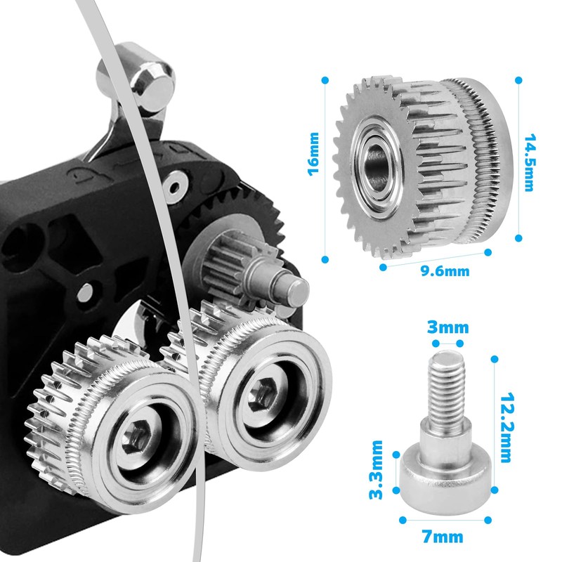 Pacify Extruder Gear 3D Printer Extrusion Gear Set of 2