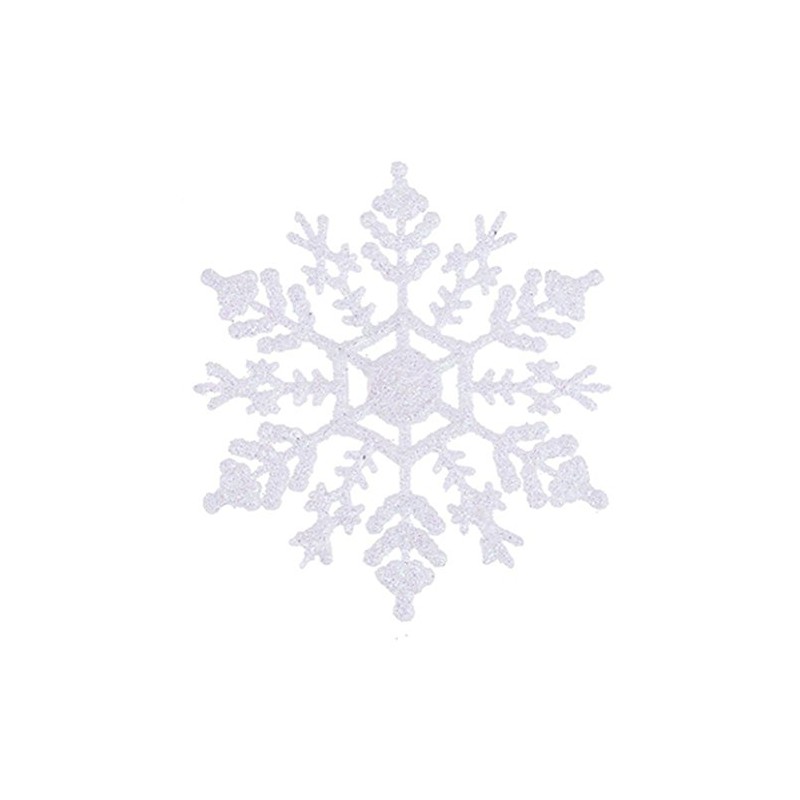 Toyland® Pack of 12 White Gliitery Snowflake Christmas Tree Trims