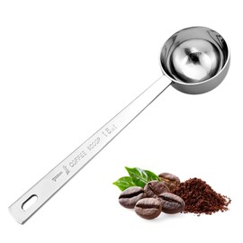 Kzouenzu Stainless Steel Coffee Spoon, 15 ml Coffee Dosing Spoon, Coffee Spoon, Coffee Spoon with Long Handle, for Tea, Coffee Grounds, Beans, Spices (Silver)