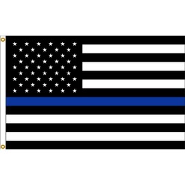 3'x5' Nylon Thin Blue Line US American Flag Made in The USA