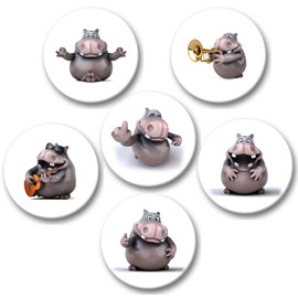 Merchandise for Fans Fridge Magnets for Memo Board Notice Board Magnetic Whiteboard 3D Hippo [02]