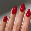 24PCS Deep Red Short Almond Press-On Nails With Strong Nail