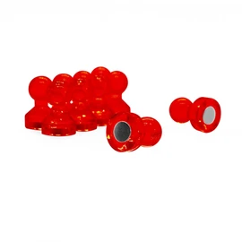 Small Red Acrylic Push Pin Magnet for Fridge, Whiteboard, Noticeboard, Filing Cabinet - 11mm dia x 17mm tall - Pack of 10