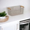ROCKING GIFTS White Metal Basket with Wooden Handles 26cm