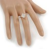 Avalaya Delicate Clear Princess-Cut Crystal Solitaire Ring In Gold Plating